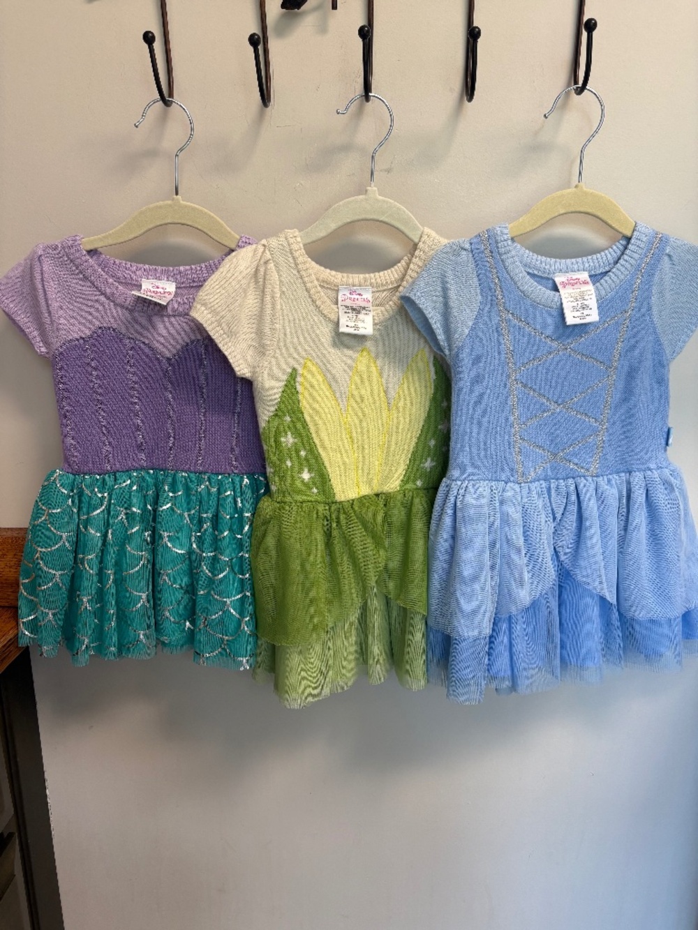 Lot of 3 Disney Princess Cinderella Ariel Tiana Tutu Dress Set 18M  Costume